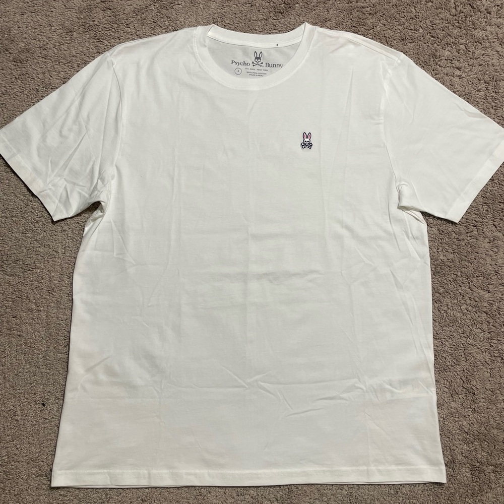 Men’s Psycho Bunny classic crew neck tee white size 8 (XXL) new with no tags
